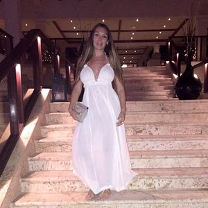 Long cream color max dress